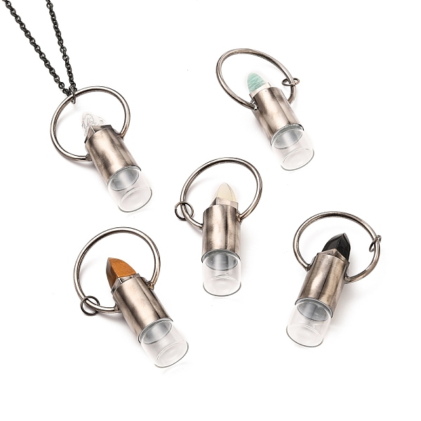 PandaHall 304 Stainless Steel Openable Perfume Bottle Pendant Necklaces, with Natural Gemstone, Lipstick Shape, Electrophoresis Black &...
PandaHall 304 Stainless Steel Openable Perfume Bottle Pendant Necklaces, with Natural Gemstone, Lipstick Shape, Electrophoresis Black &...