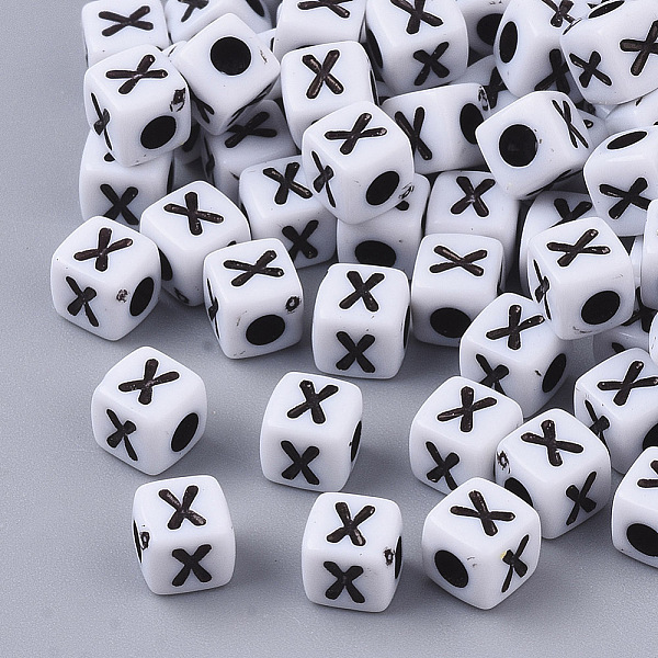 PandaHall White Opaque Acrylic Beads, Horizontal Hole, Cube with Black Alphabet, Letter.X, 4~5x4~5x4~5mm, Hole: 1.8mm, about 255~260pcs/20g...
PandaHall White Opaque Acrylic Beads, Horizontal Hole, Cube with Black Alphabet, Letter.X, 4~5x4~5x4~5mm, Hole: 1.8mm, about 255~260pcs/20g...