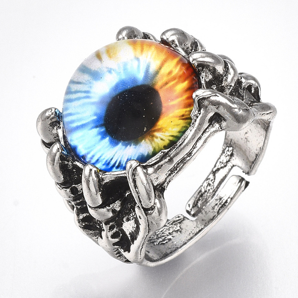 PandaHall Adjustable Alloy Glass Finger Rings, Wide Band Rings, Dragon Eye, Colorful, Size 10, 20mm Glass
PandaHall Adjustable Alloy Glass Finger Rings, Wide Band Rings, Dragon Eye, Colorful, Size 10, 20mm Glass