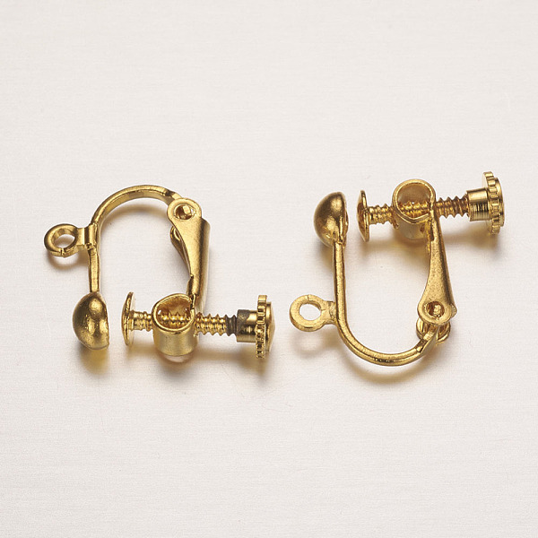 PandaHall Brass Clip-on Earring Findings, Golden, 16x16~17x5mm, Hole: 1.5mm Brass
PandaHall Brass Clip-on Earring Findings, Golden, 16x16~17x5mm, Hole: 1.5mm Brass