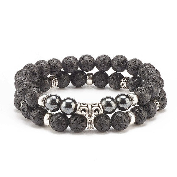 PandaHall 2Pcs 2 Style Natural Lava Rock & Synthetic Hematite Stretch Bracelets Set with Alloy Tube Beaded, Essential Oil Gemstone Jewelry...
PandaHall 2Pcs 2 Style Natural Lava Rock & Synthetic Hematite Stretch Bracelets Set with Alloy Tube Beaded, Essential Oil Gemstone Jewelry...
