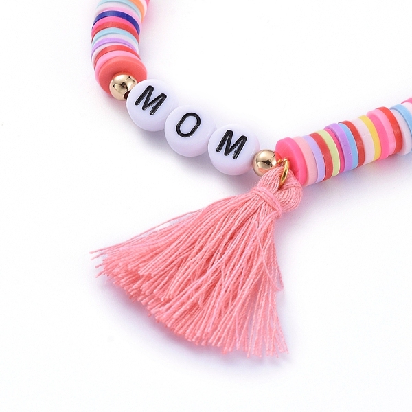PandaHall Handmade Polymer Clay Heishi Beads Stretch Bracelets, with Word Acrylic Beads and Cotton Thread Tassel Pendants, Mother's Day...
PandaHall Handmade Polymer Clay Heishi Beads Stretch Bracelets, with Word Acrylic Beads and Cotton Thread Tassel Pendants, Mother's Day...