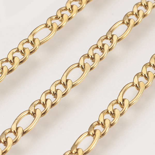 PandaHall Ion Plating(IP) Handmade 304 Stainless Steel Figaro Chains, Unwelded, with Spool, Golden, 4~6x3x0.8mm, about 32.8 Feet(10m)/roll...
PandaHall Ion Plating(IP) Handmade 304 Stainless Steel Figaro Chains, Unwelded, with Spool, Golden, 4~6x3x0.8mm, about 32.8 Feet(10m)/roll...