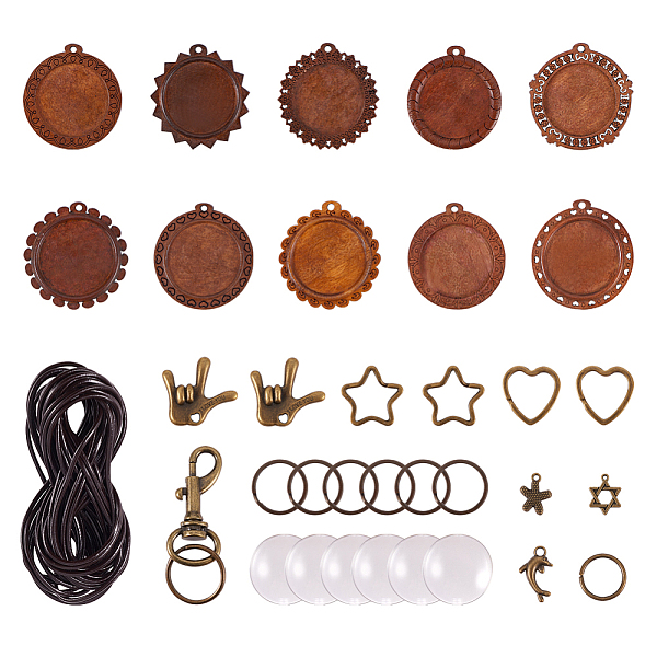 PandaHall DIY Pendant Making, with Wooden Pendant Cabochon Settings, Iron Split Key Rings, Brass Jump Rings, Glass Cabochons, Alloy Pendants..., Brown
PandaHall DIY Pendant Making, with Wooden Pendant Cabochon Settings, Iron Split Key Rings, Brass Jump Rings, Glass Cabochons, Alloy Pendants..., Brown