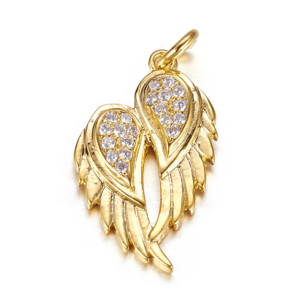 PandaHall Brass Micro Pave Cubic Zirconia Pendants, Wing, Golden, 22x13x3mm, Hole: 3mm Brass+Cubic Zirconia Wing
PandaHall Brass Micro Pave Cubic Zirconia Pendants, Wing, Golden, 22x13x3mm, Hole: 3mm Brass+Cubic Zirconia Wing