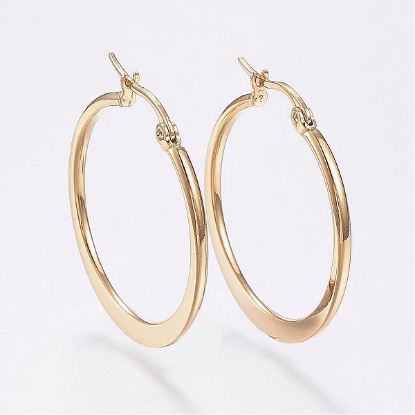 PandaHall 304 Stainless Steel Hoop Earrings, Hypoallergenic Earrings, Flat Ring Shape, Golden, 34~36mm, Pin: 0.7x1mm 304 Stainless Steel...
PandaHall 304 Stainless Steel Hoop Earrings, Hypoallergenic Earrings, Flat Ring Shape, Golden, 34~36mm, Pin: 0.7x1mm 304 Stainless Steel...