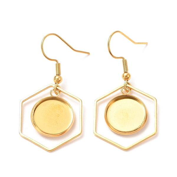 PandaHall 201 Stainless Steel Earring Hooks, with Flat Round Cabochon Settings, Hexagon, Golden, Tray: 12mm, 40mm, 22 Gauge, Pin: 0.6mm 201...
PandaHall 201 Stainless Steel Earring Hooks, with Flat Round Cabochon Settings, Hexagon, Golden, Tray: 12mm, 40mm, 22 Gauge, Pin: 0.6mm 201...