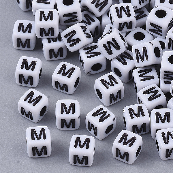 PandaHall White Opaque Acrylic Beads, Horizontal Hole, Cube with Black Alphabet, Letter.M, 4~5x4~5x4~5mm, Hole: 1.8mm, about 240pcs/20g...
PandaHall White Opaque Acrylic Beads, Horizontal Hole, Cube with Black Alphabet, Letter.M, 4~5x4~5x4~5mm, Hole: 1.8mm, about 240pcs/20g...