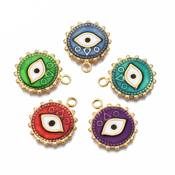 PandaHall 304 Stainless Steel Pendants, with Enamel, Flat Round with Eye, Golden, Mixed Color, 21x18x1.5mm, Hole: 2mm Stainless Steel+Enamel..., Multicolor
PandaHall 304 Stainless Steel Pendants, with Enamel, Flat Round with Eye, Golden, Mixed Color, 21x18x1.5mm, Hole: 2mm Stainless Steel+Enamel..., Multicolor