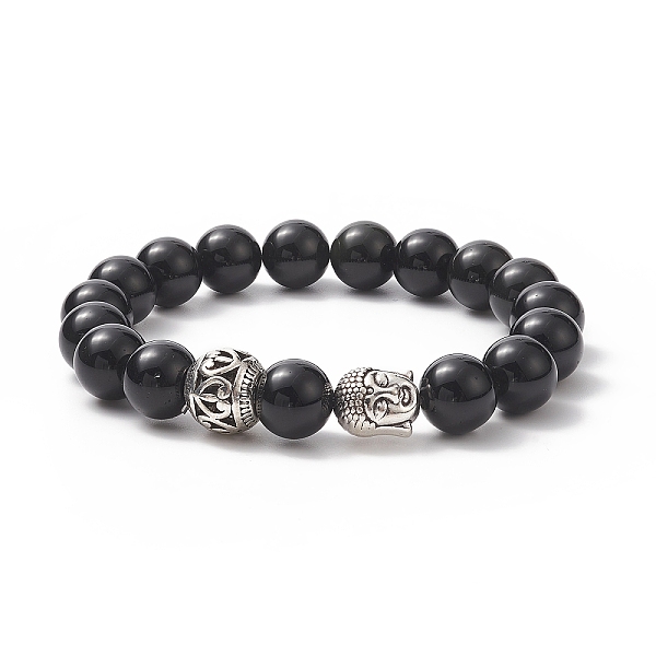 PandaHall Natural Obsidian Beads Stretch Bracelets, with Alloy Findings, Round and Buddha Head, Burlap Packing, Antique Silver, 2-1/4 inch...
PandaHall Natural Obsidian Beads Stretch Bracelets, with Alloy Findings, Round and Buddha Head, Burlap Packing, Antique Silver, 2-1/4 inch...