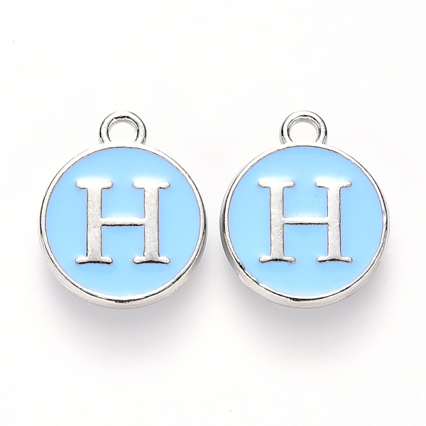 PandaHall Platinum Plated Alloy Enamel Charms, Cadmium Free & Lead Free, Enamelled Sequins, Flat Round with Letter, Sky Blue, Letter.H...
PandaHall Platinum Plated Alloy Enamel Charms, Cadmium Free & Lead Free, Enamelled Sequins, Flat Round with Letter, Sky Blue, Letter.H...