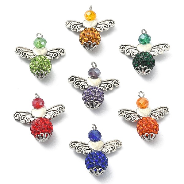 PandaHall Tibetan Style Alloy Pendants, with Electroplate Glass Beads and Polymer Clay Rhinestone Beads, Angel, Mixed Color, 25x23.5x10mm..., Multicolor
PandaHall Tibetan Style Alloy Pendants, with Electroplate Glass Beads and Polymer Clay Rhinestone Beads, Angel, Mixed Color, 25x23.5x10mm..., Multicolor