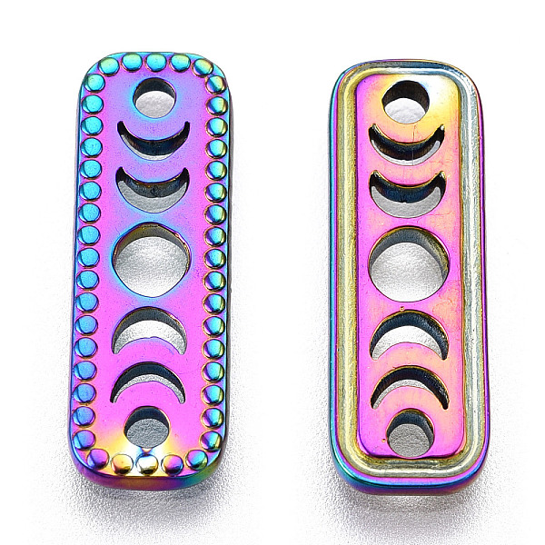 PandaHall Ion Plating(IP) 304 Stainless Steel Connector Charms, Rectangle Links with Hollow Moon Phase, Nickel Free, Rainbow Color...
PandaHall Ion Plating(IP) 304 Stainless Steel Connector Charms, Rectangle Links with Hollow Moon Phase, Nickel Free, Rainbow Color...