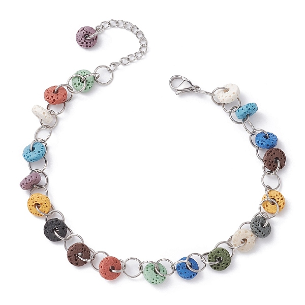 PandaHall Dyed Natural Lava Rock Disc Beaded Anklets, with 304 Stainless Steel Chains, Colorful, 10-7/8 inch(27.7cm) Lava Rock Disc
PandaHall Dyed Natural Lava Rock Disc Beaded Anklets, with 304 Stainless Steel Chains, Colorful, 10-7/8 inch(27.7cm) Lava Rock Disc