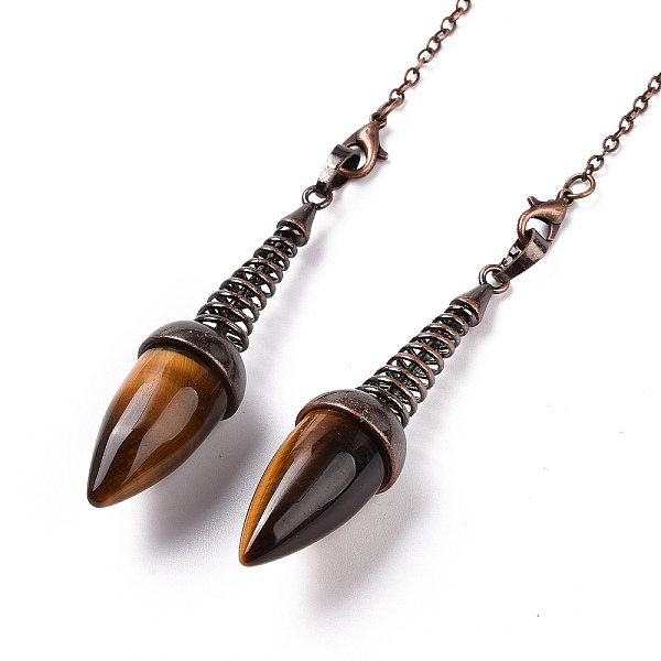 PandaHall Natural Tiger Eye Dowsing Pendulums, with Red Copper Plated Brass Chains, Egg Charm, 250~255mm, Hole: 2mm Tiger Eye Egg
PandaHall Natural Tiger Eye Dowsing Pendulums, with Red Copper Plated Brass Chains, Egg Charm, 250~255mm, Hole: 2mm Tiger Eye Egg
