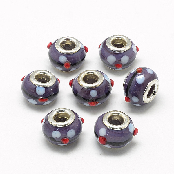 PandaHall Handmade Bumpy Lampwork European Beads, with Brass Double Cores, Large Hole Beads, Rondelle, Platinum, DarkSlate Blue...
PandaHall Handmade Bumpy Lampwork European Beads, with Brass Double Cores, Large Hole Beads, Rondelle, Platinum, DarkSlate Blue...
