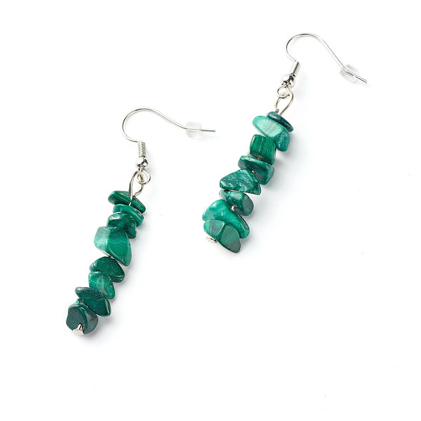 PandaHall Natural Malachite Chip Beads Dangle Earrings, Brass Jewelry for Girl Women, Platinum, 53.5~54.5mm, Pin: 0.5mm Malachite
PandaHall Natural Malachite Chip Beads Dangle Earrings, Brass Jewelry for Girl Women, Platinum, 53.5~54.5mm, Pin: 0.5mm Malachite