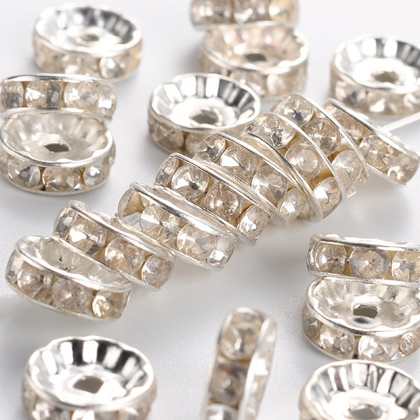 PandaHall Brass Rhinestone Spacer Beads, Grade B, Clear, Silver Color Plated, Size: about 10mm in diameter, 4mm thick, hole: 2mm...
PandaHall Brass Rhinestone Spacer Beads, Grade B, Clear, Silver Color Plated, Size: about 10mm in diameter, 4mm thick, hole: 2mm...
