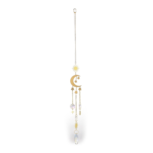 PandaHall Brass Big Pendant Decorations, Hanging Suncatchers, with Horse Eye Glass Beads and Iron Findings, for Home Window Decoration, Moon..., Clear
PandaHall Brass Big Pendant Decorations, Hanging Suncatchers, with Horse Eye Glass Beads and Iron Findings, for Home Window Decoration, Moon..., Clear