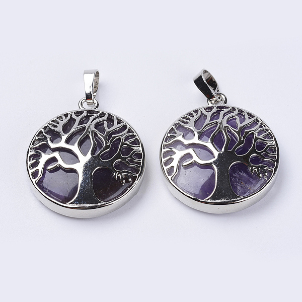 PandaHall Natural Amethyst Pendants, with Platinum Plated Brass Findings, Flat Round with Tree of Life, 31x27x8mm, Hole: 3.5x7mm Amethyst...
PandaHall Natural Amethyst Pendants, with Platinum Plated Brass Findings, Flat Round with Tree of Life, 31x27x8mm, Hole: 3.5x7mm Amethyst...