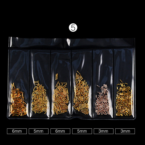 PandaHall Metal Nail Art Decoration, Strip, Golden, 3~6mm, about 500pcs/bag Metal Others
PandaHall Metal Nail Art Decoration, Strip, Golden, 3~6mm, about 500pcs/bag Metal Others