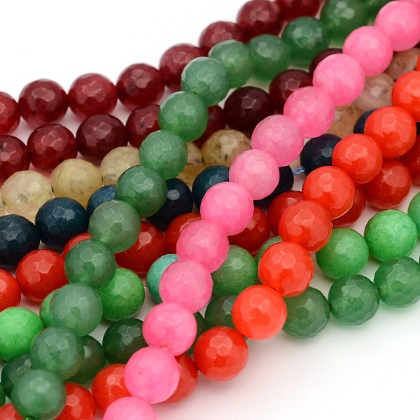 PandaHall Natural Gemstone Beads Strands, White Jade, Faceted Round, Dyed, Mixed Color, about 10mm in diameter, hole: 1mm, 38 pcs/strand, 15..., Multicolor
PandaHall Natural Gemstone Beads Strands, White Jade, Faceted Round, Dyed, Mixed Color, about 10mm in diameter, hole: 1mm, 38 pcs/strand, 15..., Multicolor