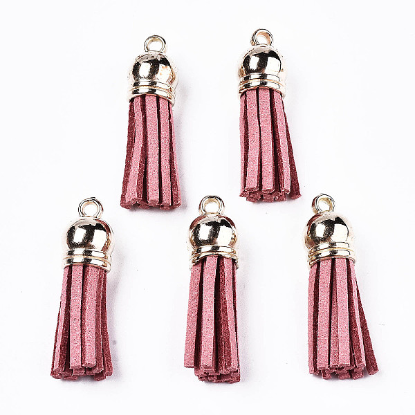 PandaHall Faux Suede Tassel Pendant Decorations, with CCB Plastic Cord Ends, Light Gold, 33~35x10mm, Hole: 2.5mm Faux Suede Pink
PandaHall Faux Suede Tassel Pendant Decorations, with CCB Plastic Cord Ends, Light Gold, 33~35x10mm, Hole: 2.5mm Faux Suede Pink