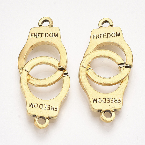 PandaHall 304 Stainless Steel Interlocking Clasps, Handcuffs Shape with Word Freedom, Antique Golden, 40x15x2mm, Hole: 2mm 304 Stainless...
PandaHall 304 Stainless Steel Interlocking Clasps, Handcuffs Shape with Word Freedom, Antique Golden, 40x15x2mm, Hole: 2mm 304 Stainless...