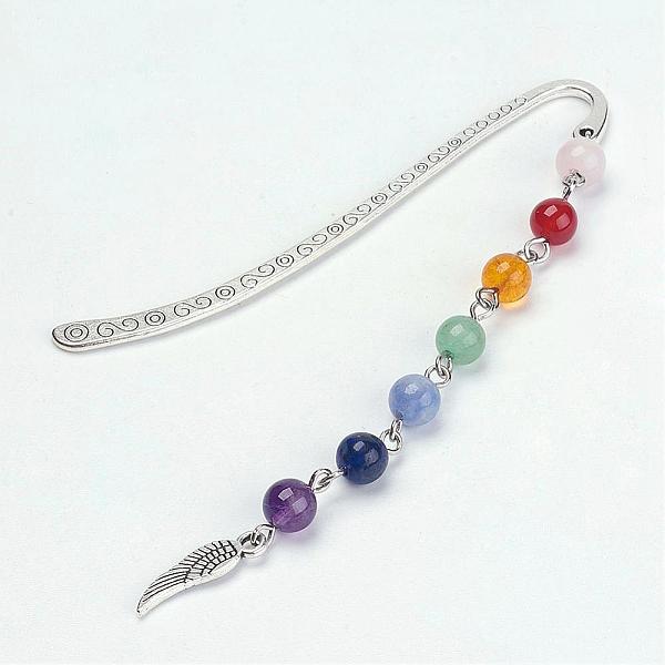 PandaHall Tibetan Style Alloy Bookmarks, with Mixed Gemstone Beads, Chakra Theme, Wing, Antique Silver, 83.5x13x1.5mm Alloy
PandaHall Tibetan Style Alloy Bookmarks, with Mixed Gemstone Beads, Chakra Theme, Wing, Antique Silver, 83.5x13x1.5mm Alloy
