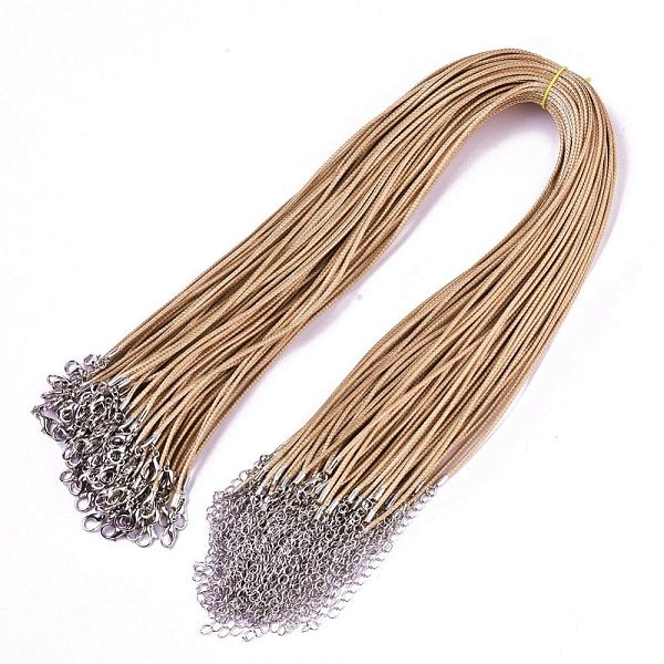PandaHall Waxed Cotton Cord Necklace Making, with Alloy Lobster Claw Clasps and Iron End Chains, Platinum, Peru, 44~48cm, 1.5mm Waxed Cotton..., Brown
PandaHall Waxed Cotton Cord Necklace Making, with Alloy Lobster Claw Clasps and Iron End Chains, Platinum, Peru, 44~48cm, 1.5mm Waxed Cotton..., Brown