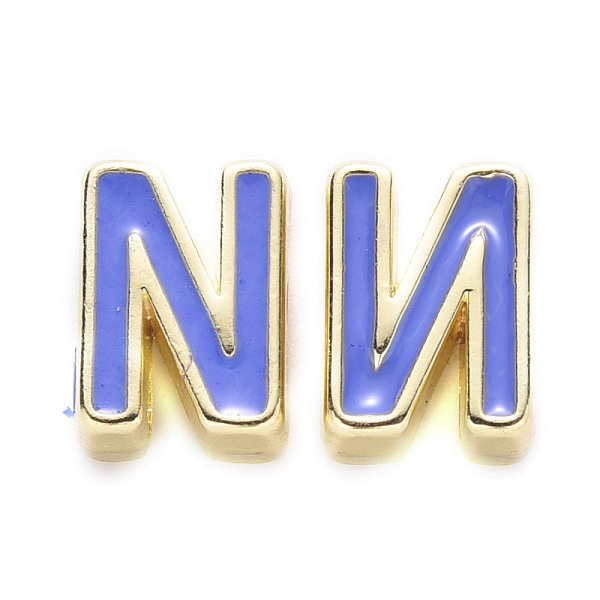PandaHall Rack Plating Alloy Enamel Beads, Cadmium Free & Nickel Free & Lead Free, Light Gold, Royal Blue, Letter.N, N: 10x7.5x4.5mm, Hole...
PandaHall Rack Plating Alloy Enamel Beads, Cadmium Free & Nickel Free & Lead Free, Light Gold, Royal Blue, Letter.N, N: 10x7.5x4.5mm, Hole...