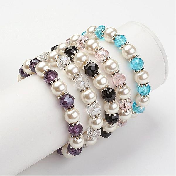PandaHall Glass Pearl Stretch Bracelets, with Transparent Glass Beads and Alloy Beads Spacers, Mixed Color, 2-1/4 inch(56mm) Glass..., Multicolor
PandaHall Glass Pearl Stretch Bracelets, with Transparent Glass Beads and Alloy Beads Spacers, Mixed Color, 2-1/4 inch(56mm) Glass..., Multicolor