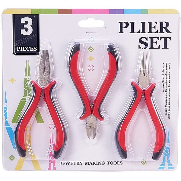 PandaHall 1 Set 3 pcs DIY Jewelry Pliers Sets, Ferronickel Round Nose Pliers, Flat Nose Pliers and Side-Cutting Pliers, Platinum, Red &...
PandaHall 1 Set 3 pcs DIY Jewelry Pliers Sets, Ferronickel Round Nose Pliers, Flat Nose Pliers and Side-Cutting Pliers, Platinum, Red &...