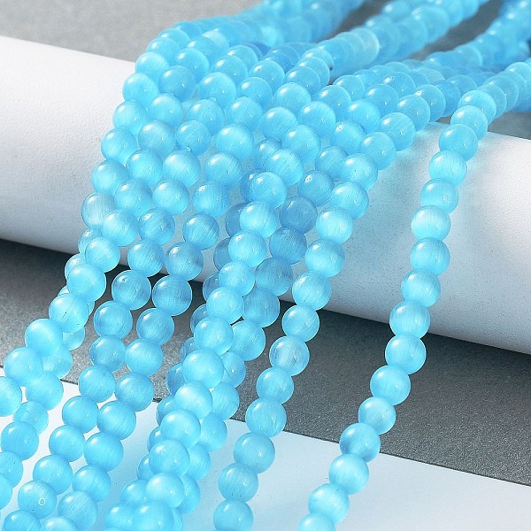 PandaHall Cat Eye Beads Strands, Round, Deep Sky Blue, 4mm, Hole: 0.7mm, about 100~105pcs/strand, 14.37~14.69 inch(36.5~37.3cm) Glass Round
PandaHall Cat Eye Beads Strands, Round, Deep Sky Blue, 4mm, Hole: 0.7mm, about 100~105pcs/strand, 14.37~14.69 inch(36.5~37.3cm) Glass Round