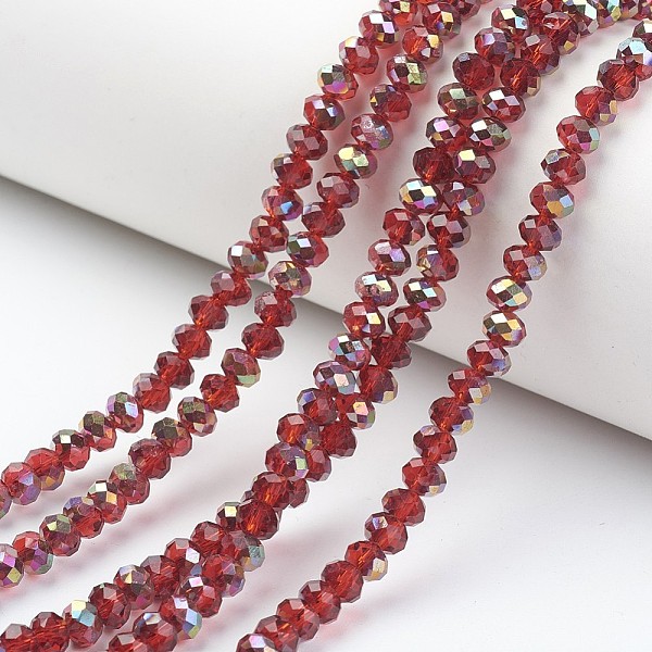 PandaHall Electroplate Transparent Glass Beads Strands, Half Rose Gold Plated, Faceted, Rondelle, FireBrick, 4x3mm, Hole: 0.4mm, about..., Red
PandaHall Electroplate Transparent Glass Beads Strands, Half Rose Gold Plated, Faceted, Rondelle, FireBrick, 4x3mm, Hole: 0.4mm, about..., Red