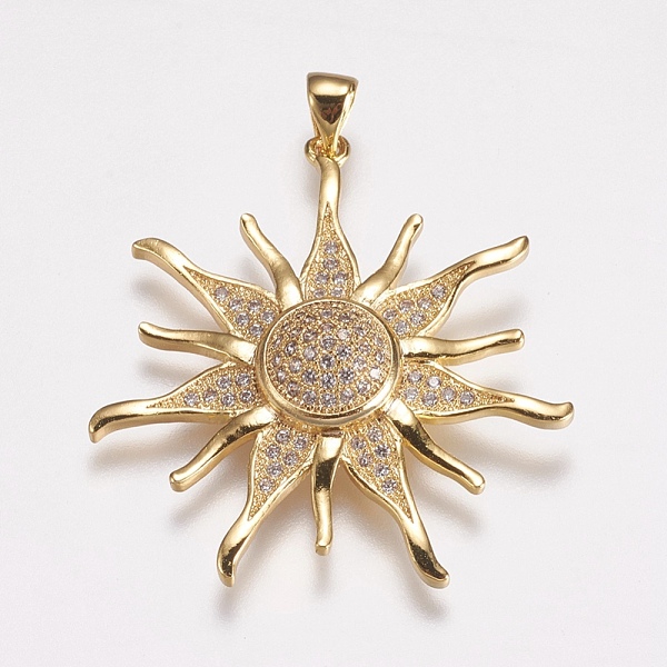 PandaHall Brass Micro Pave Cubic Zirconia Pendants, Sun, Golden, 36x34x5.5mm, Hole: 3.5x4mm Brass+Cubic Zirconia Sun Clear
PandaHall Brass Micro Pave Cubic Zirconia Pendants, Sun, Golden, 36x34x5.5mm, Hole: 3.5x4mm Brass+Cubic Zirconia Sun Clear