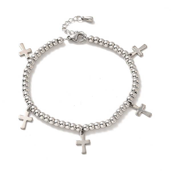 PandaHall 304 Stainless Steel Cross Charm Bracelet with 201 Stainless Steel Round Beads for Women, Stainless Steel Color, 8-1/2 inch(21.6cm)...
PandaHall 304 Stainless Steel Cross Charm Bracelet with 201 Stainless Steel Round Beads for Women, Stainless Steel Color, 8-1/2 inch(21.6cm)...