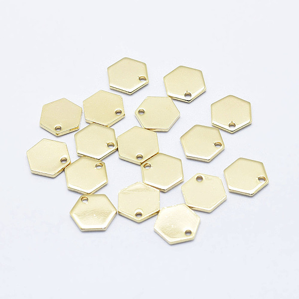 PandaHall Brass Charms, Long-Lasting Plated, Real 18K Gold Plated, Nickel Free, Hexagon, 9x8x0.8mm, Hole: 1mm Brass Hexagon
PandaHall Brass Charms, Long-Lasting Plated, Real 18K Gold Plated, Nickel Free, Hexagon, 9x8x0.8mm, Hole: 1mm Brass Hexagon