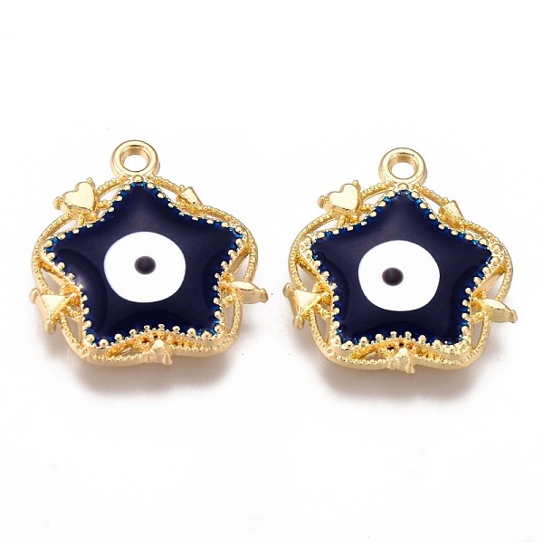 PandaHall Alloy Enamel Pendants, Cadmium Free & Nickel Free & Lead Free, Star with Evil Eye, Light Gold, Prussian Blue, 21x19x3mm, Hole...
PandaHall Alloy Enamel Pendants, Cadmium Free & Nickel Free & Lead Free, Star with Evil Eye, Light Gold, Prussian Blue, 21x19x3mm, Hole...