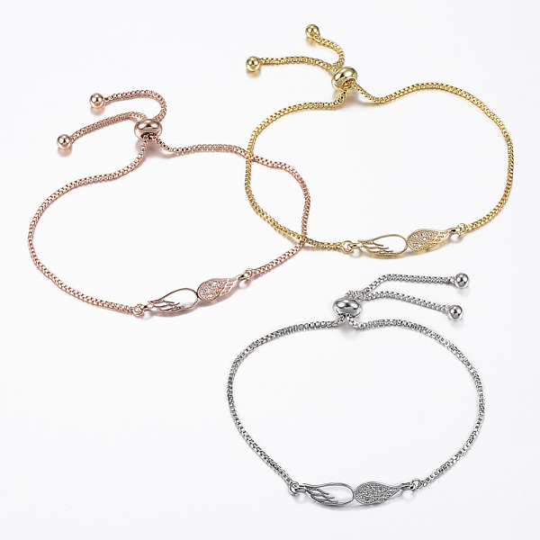 PandaHall Adjustable Brass Micro Pave Cubic Zirconia Slider Bracelets, Bolo Bracelets, Wing, Mixed Color, 10-5/8 inch(270mm), 1.2mm Cubic..., Clear
PandaHall Adjustable Brass Micro Pave Cubic Zirconia Slider Bracelets, Bolo Bracelets, Wing, Mixed Color, 10-5/8 inch(270mm), 1.2mm Cubic..., Clear
