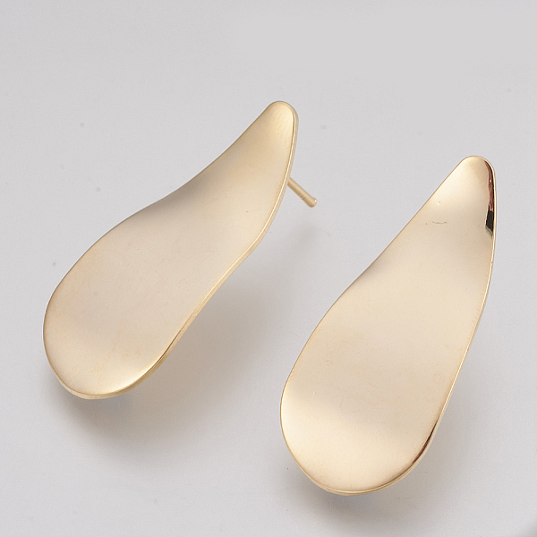PandaHall Brass Stud Earring Findings, Wavy Teardrop, Nickel Free, Real 18K Gold Plated, 37.5x16mm, Hole: 2mm, Pin: 1mm Brass Teardrop
PandaHall Brass Stud Earring Findings, Wavy Teardrop, Nickel Free, Real 18K Gold Plated, 37.5x16mm, Hole: 2mm, Pin: 1mm Brass Teardrop
