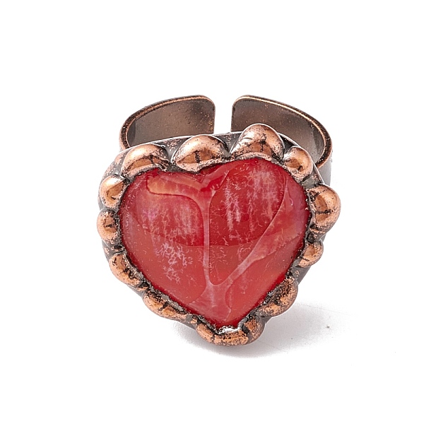 PandaHall Natural Agate Heart Open Cuff Ring, Red Copper Brass Jewelry for Women, Cadmium Free & Lead Free, Red, US Size 7 3/4(17.9mm)...
PandaHall Natural Agate Heart Open Cuff Ring, Red Copper Brass Jewelry for Women, Cadmium Free & Lead Free, Red, US Size 7 3/4(17.9mm)...