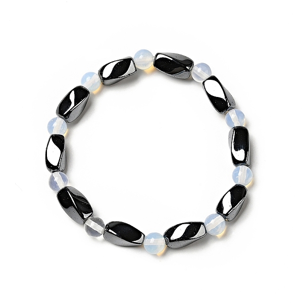 PandaHall Round Opalite Stretch Bracelets, with Non-Magnetic Synthetic Hematite Beads and Elastic Cord, 50mm Opalite White
PandaHall Round Opalite Stretch Bracelets, with Non-Magnetic Synthetic Hematite Beads and Elastic Cord, 50mm Opalite White