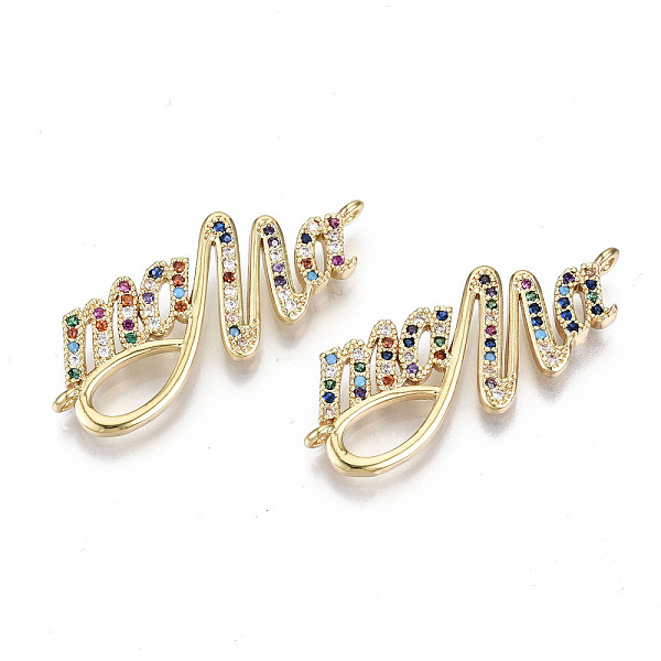 PandaHall Brass Micro Pave Colorful Cubic Zirconia Links Connectors, for Mother's Day, Nickel Free, Word Mama, Real 16K Gold Plated...
PandaHall Brass Micro Pave Colorful Cubic Zirconia Links Connectors, for Mother's Day, Nickel Free, Word Mama, Real 16K Gold Plated...