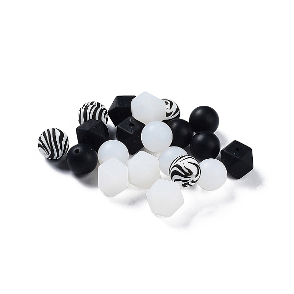 PandaHall Round/Polygon Food Grade Silicone Focal Beads, Chewing Beads For Teethers, DIY Nursing Necklaces Making, Zebra Pattern, Black...
PandaHall Round/Polygon Food Grade Silicone Focal Beads, Chewing Beads For Teethers, DIY Nursing Necklaces Making, Zebra Pattern, Black...