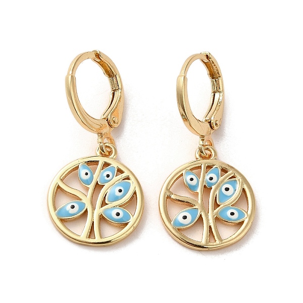 PandaHall Tree with Evil Eye Real 18K Gold Plated Brass Dangle Leverback Earrings, with Enamel, Sky Blue, 28.5x13.5mm Brass Tree
PandaHall Tree with Evil Eye Real 18K Gold Plated Brass Dangle Leverback Earrings, with Enamel, Sky Blue, 28.5x13.5mm Brass Tree