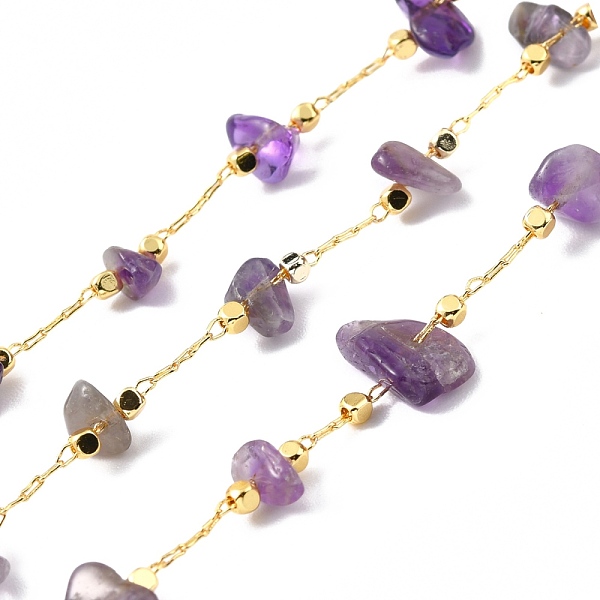 PandaHall Handmade Beaded Chain, with Brass Cable Chain & Chip Natural Amethyst Link Chain, Long-Lasting Plated, Soldered, Golden...
PandaHall Handmade Beaded Chain, with Brass Cable Chain & Chip Natural Amethyst Link Chain, Long-Lasting Plated, Soldered, Golden...