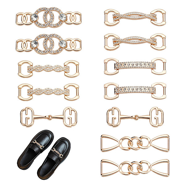 PandaHall 12pcs 6 styles Zinc Alloy Rhinestone Shoe Buckles, Shoe Tags, Shoelaces Decoration Clips, Light Gold, 70~80x18~26.5x2.8~8mm...
PandaHall 12pcs 6 styles Zinc Alloy Rhinestone Shoe Buckles, Shoe Tags, Shoelaces Decoration Clips, Light Gold, 70~80x18~26.5x2.8~8mm...