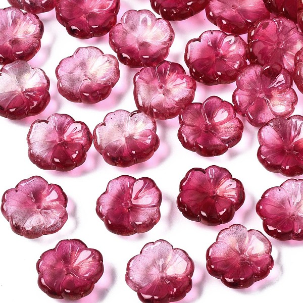 PandaHall Transparent Spray Painted Glass Beads, with Glitter Powder, Two Tone, Flower, Medium Violet Red, 15x15x6mm, Hole: 1.2mm Glass
PandaHall Transparent Spray Painted Glass Beads, with Glitter Powder, Two Tone, Flower, Medium Violet Red, 15x15x6mm, Hole: 1.2mm Glass
