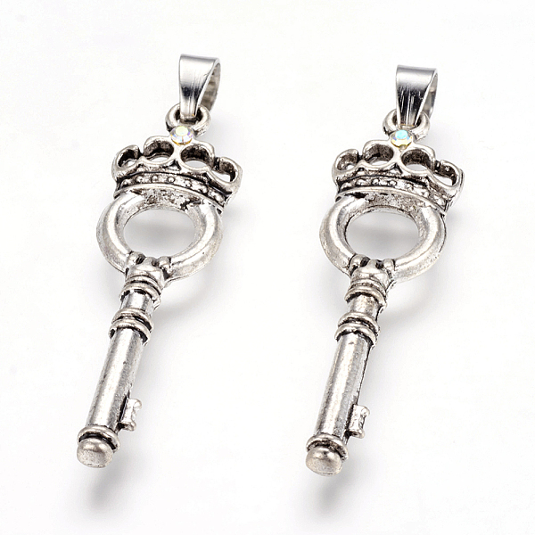PandaHall Tibetan Style Alloy Rhinestone Pendants, Skeleton Key, Antique Silver, 44x11.5x3.5mm, Hole: 4x6mm Alloy+Rhinestone Key
PandaHall Tibetan Style Alloy Rhinestone Pendants, Skeleton Key, Antique Silver, 44x11.5x3.5mm, Hole: 4x6mm Alloy+Rhinestone Key